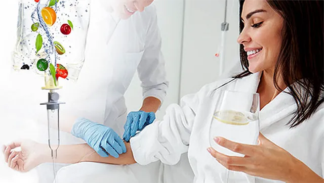 A woman undergoing IV treatment